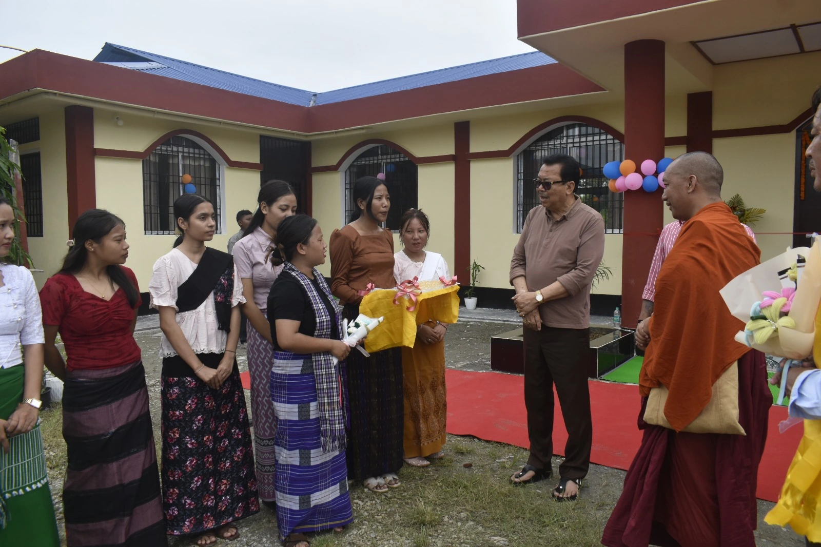Guests in the college courtyard