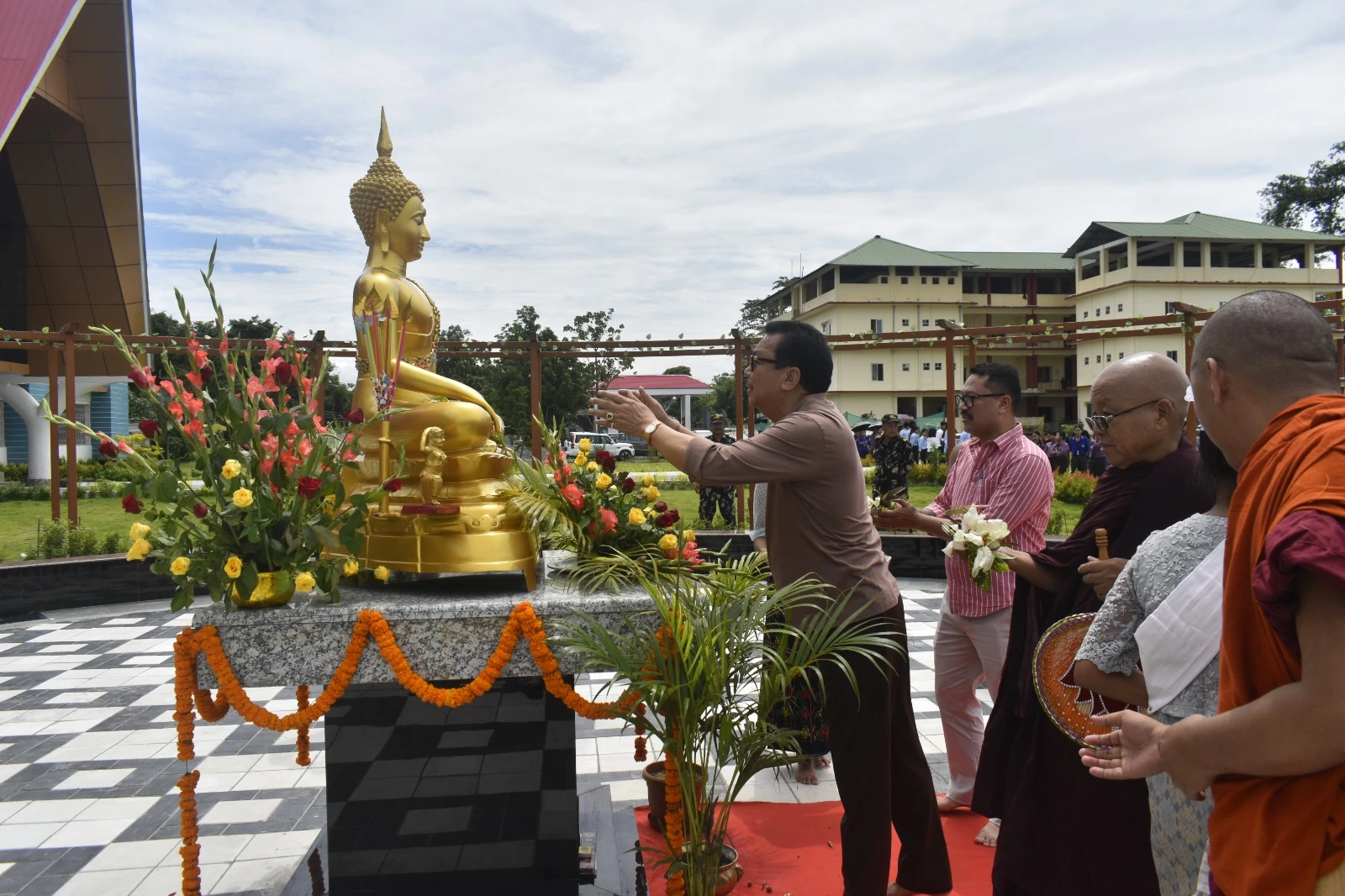The Buddha statue in the campus courtyard